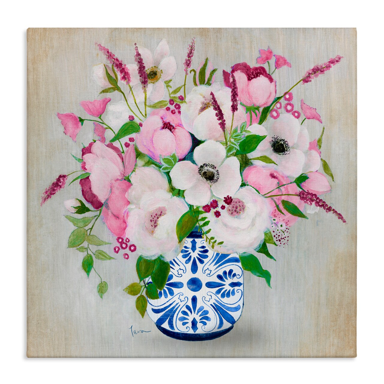 Stupell Industries Pink Flower Chinoiserie Canvas, design by Janet Tava